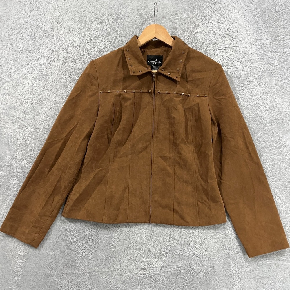 Vintage Positive Attitude Jacket Women 12 Bomber Faux Suede Southwestern Studded